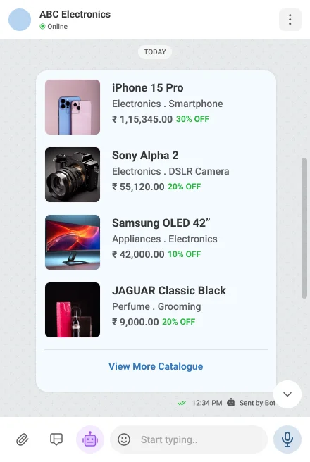 Whatsapp commerce store product listing