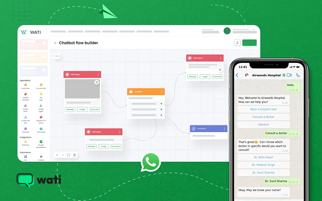 Wati WhatsApp Chatbot Flow Builder Screenshot