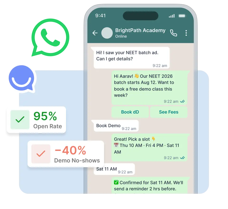 Turn <span class="text-secondary">WhatsApp</span> into your admissions & communication engine