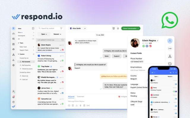 Respond.io omnichannel inbox with WhatsApp, Instagram and AI agents, an Interakt alternative for global teams