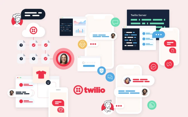 Twilio programmable messaging platform connecting WhatsApp, SMS and voice channels across apps and developer tools