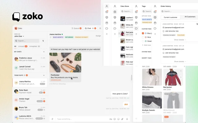 Zoko WhatsApp platform with Shopify catalogue sync and in-chat commerce, an Interakt alternative for Shopify merchants
