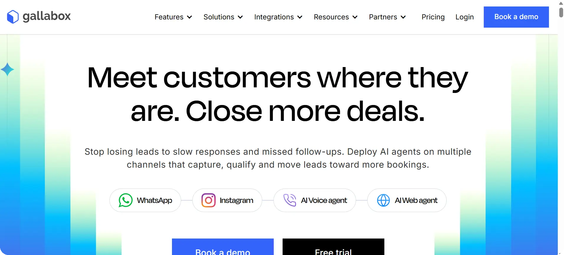 Gallabox homepage — WhatsApp team inbox with workflow automation